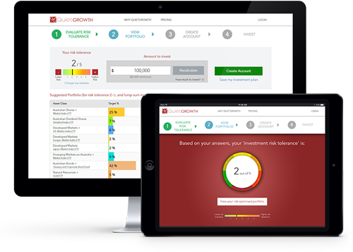 QuietGrowth Tablet and Desktop View